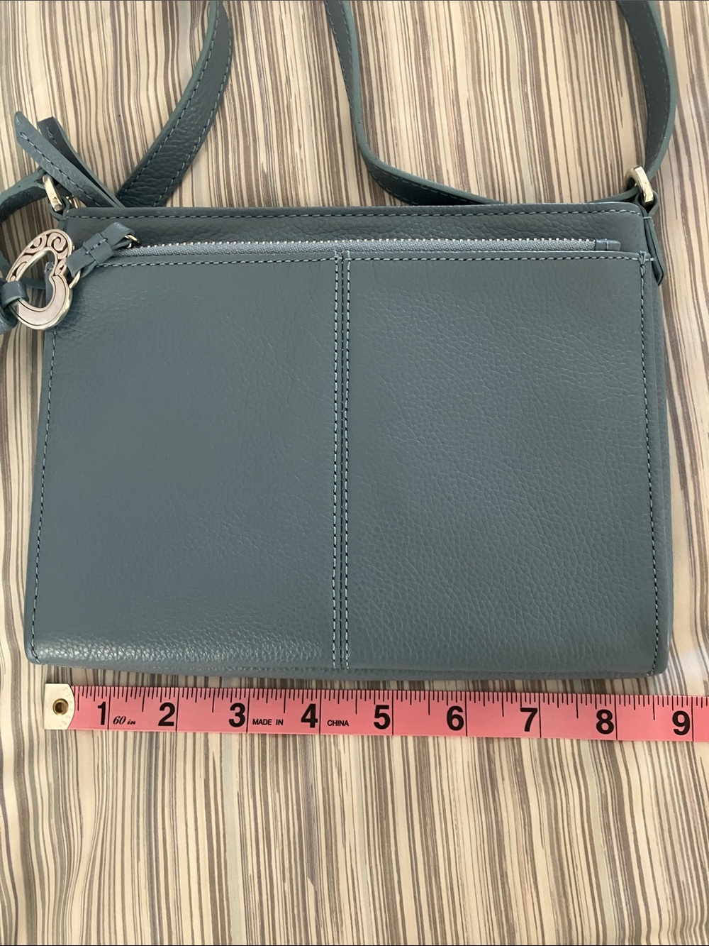 BRIGHTON Barbados City Organizer Blue Pebble Leather Heart-Adorned Tassel NWOT - Picture 12 of 13